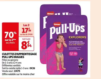 Auchan Huggies culottes d'apprentissage pull ups offre