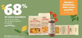 Auchan Supermarché Rummo 68% de remise immédiate sur le 2e au choix sur la gamme pâtes et sauces rummo offre