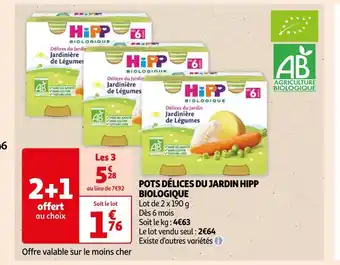 Auchan Hipp biologique pots délices du jardin offre