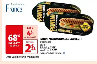 Auchan Sapresti panini micro ondable offre