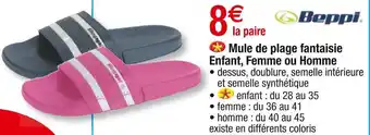 Cora x Carrefour Beppi mule de plage fantaisie enfant, femme ou homme offre