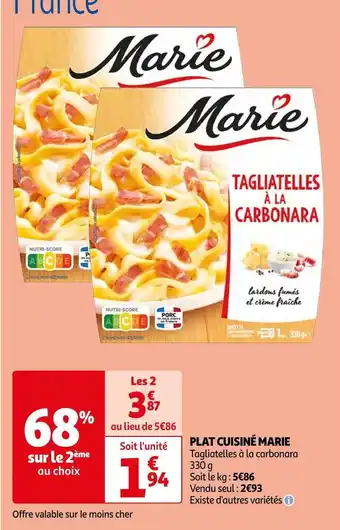 Auchan Marie plat cuisiné offre