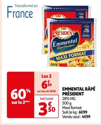 Auchan Président emmental râpé offre