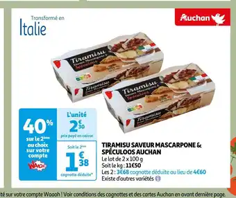 Auchan Auchan tiramisu saveur mascarpone & spéculoos offre