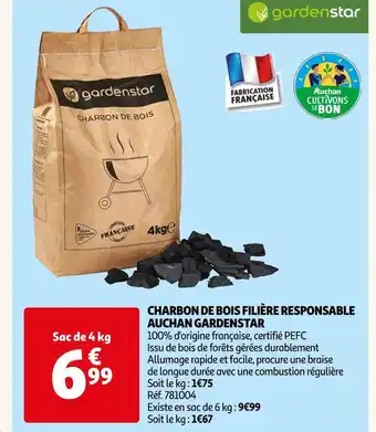 Auchan Auchan\garden star charbon de bois filière responsable offre