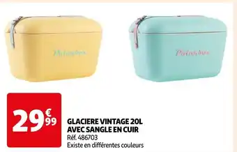 Glaciere vintage 20l avec sangle en cuir