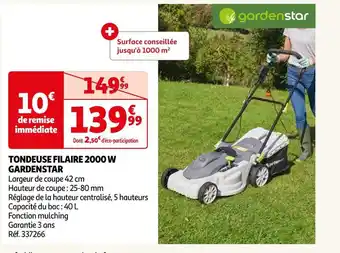 Auchan Gardenstar tondeuse filaire 2000 w offre