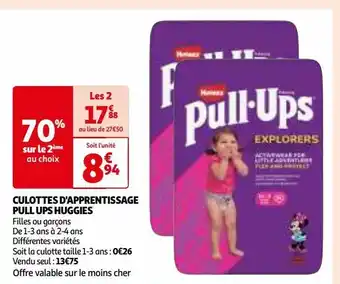 Auchan Culottes d'apprentissage pull ups huggies offre