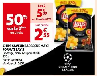 Auchan Chips saveur barbecue maxi format lay's offre