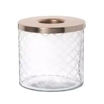 Maisons du Monde Photophore en verre strié transparent et métal doré offre