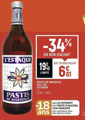 Petit Casino Pastis de marseille 45%vol l'Estaque offre