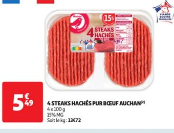 Auchan 4 steaks haches pur boeuf auchan offre