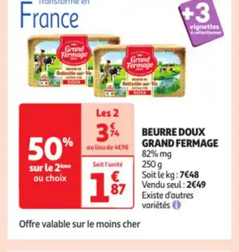 Auchan Beurre doux grand fermage offre