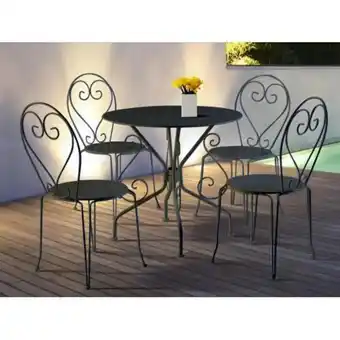 Rue du commerce Salle à manger de jardin en métal façon fer forgé : une table et 4 chaises(...) offre