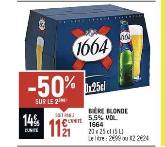 Spar 1664 bière blonde 5,5% vol. offre