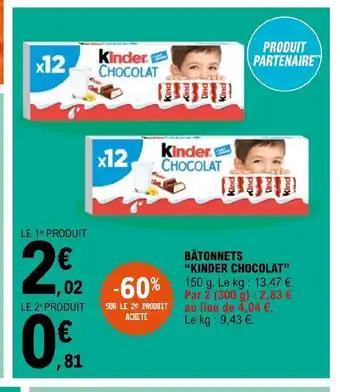 E.Leclerc Batonnets "Kinder Chocolat" offre