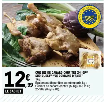 E.Leclerc Cuisses De Canard Confites X4 IGP Sid-Ouest " Le Domaine D'Anet offre