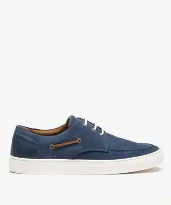 Gémo Chaussures bateau homme dessus en cuir uni à semelle contrastante - taneo offre