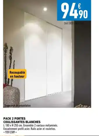 Pack 2 Portes Coulissantes Blanches