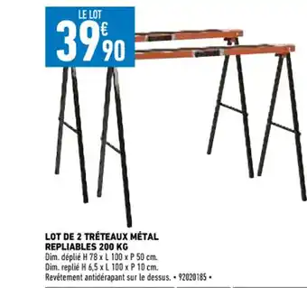 Brico Cash Lot de 2 Tréteaux Métal Repliables 200 KG offre