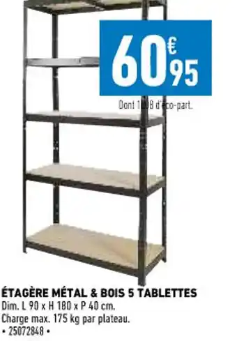 Brico Cash Étagère Métal & Bois 5 Tablettes offre