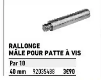 Brico Cash Rallonge Mâle Pour Patte à Vis offre