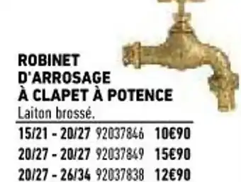 Brico Cash Robinet D'Arrosage à Clapet à Potence offre