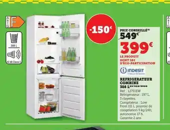 Super U Réfrigérateur combine 308l offre
