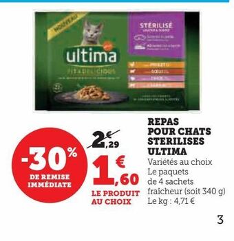 Super U Repas pour chats sterilises ultima offre