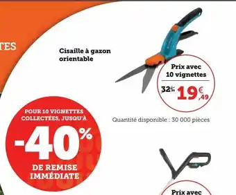 Super U Cisaille à gazon orientable gardena offre
