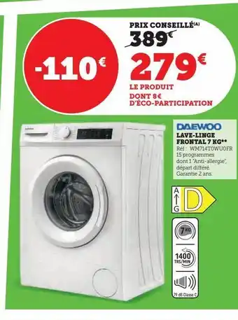 Super U Lave-linge frontal 7kg offre