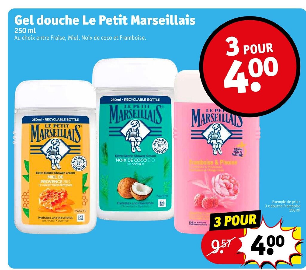 Promo Gel douche le petit marseillais chez Kruidvat