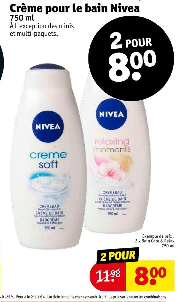 Promo Creme pour le bain nivea chez Kruidvat