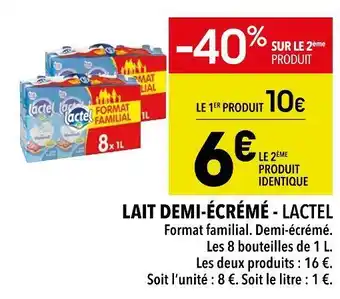 Supeco Lactel lait demi-écrémé offre