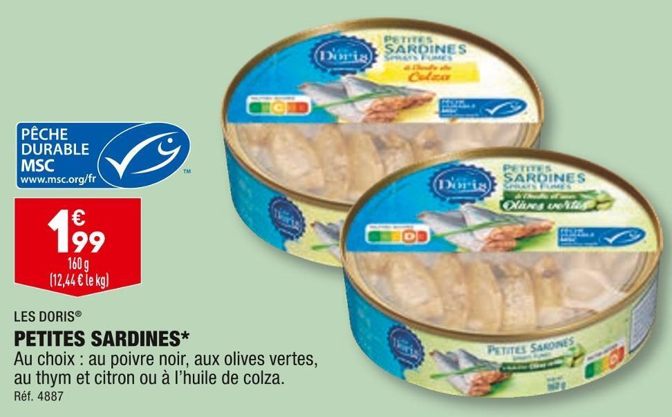 Promo Les doris petites sardines chez ALDI