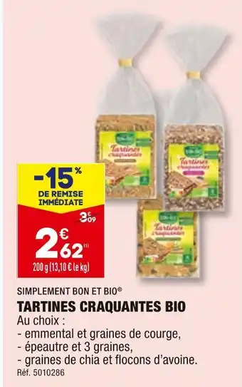 ALDI Simplement bon et bio tartines craquantes bio offre