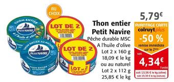Colruyt Petit navire thon entier offre