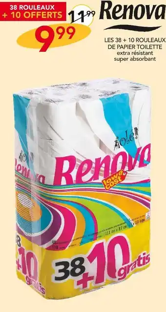 Stokomani Renova les 38 + 10 rouleaux de papier toilette offre
