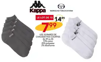 Kappa / sergio tacchini les 10 paires de chaussettes courtes