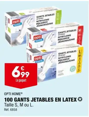 ALDI Opti home 100 gants jetables en latex offre