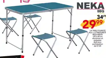 Stokomani Neka la table pliante alu + 4 tabourets réglables offre