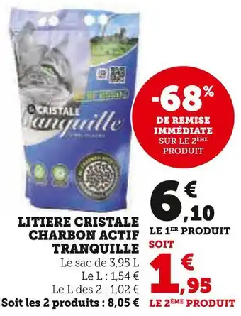 U Express Tranquille litiere cristale charbon actif offre