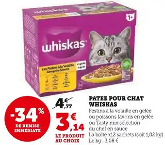 U Express Whiskas patee pour chat offre