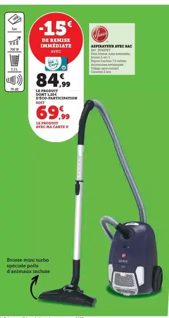 Super U Aspirateur avec sac offre