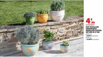 Pot boule en céramique émaillée fleuri ou uni ø 17 cm