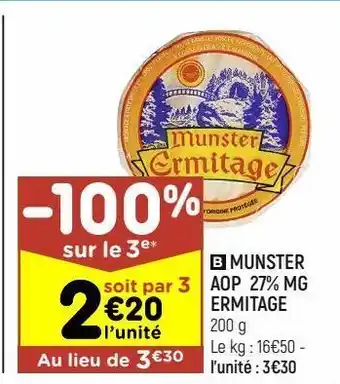 Leader Price Munster aop 27% m.g. ermitage offre