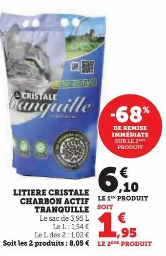 Super U Litiere cristale charbon actif tranquille offre