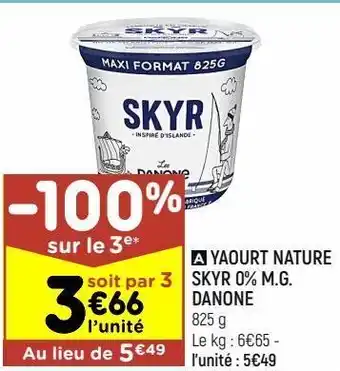 Leader Price Yaourt nature skyr 0% m.g. danone offre
