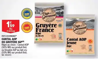 ALDI Cantal aop ou gruyère igp offre