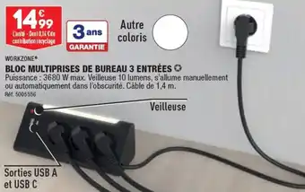 ALDI Bloc multiprises de bureau 3 entrées offre